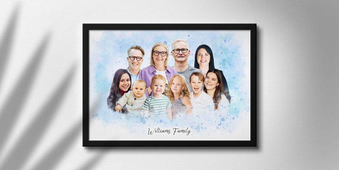 Personalized Watercolor Family Portrait from multiple photos