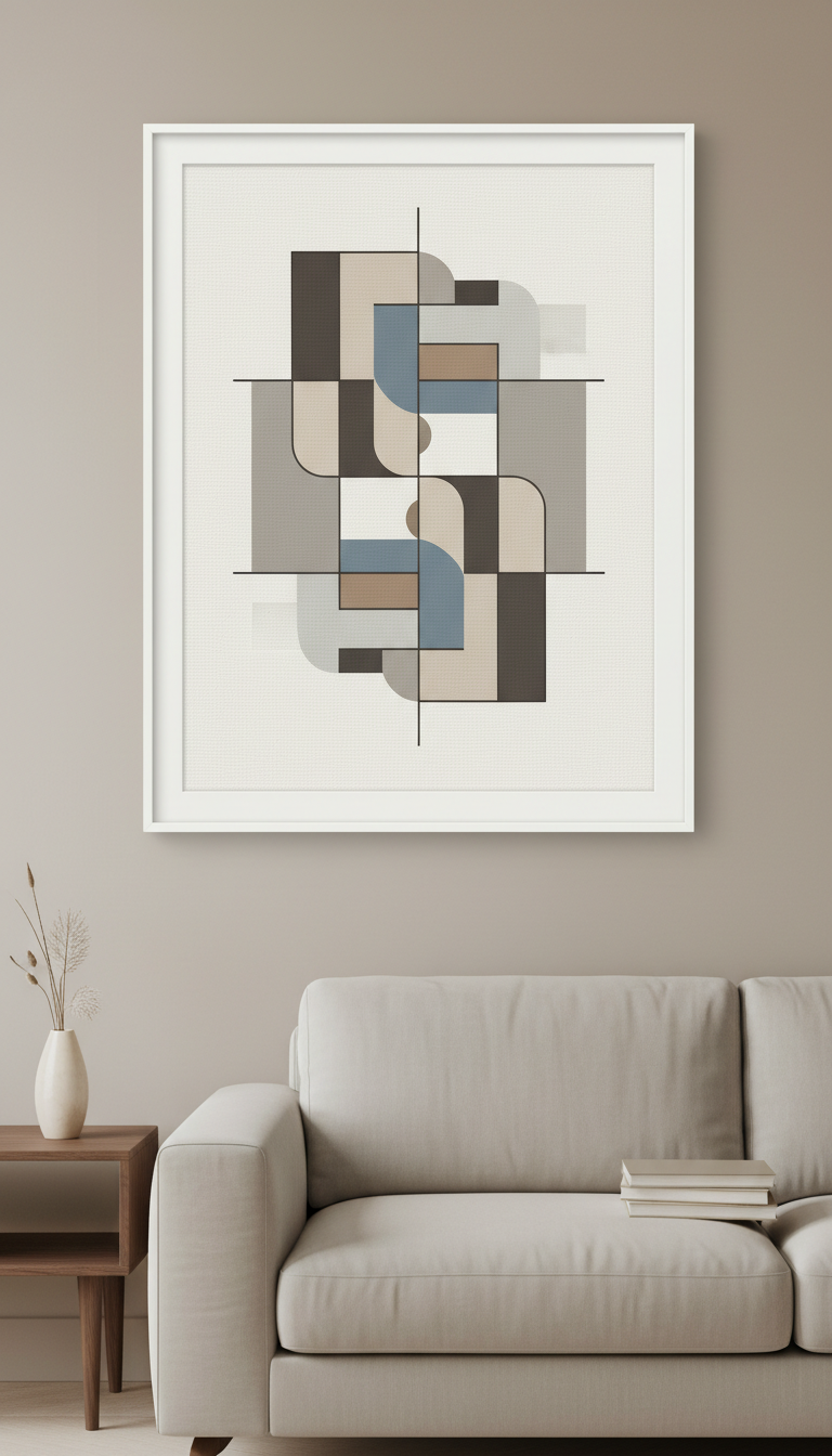 Monochrome Geometric Statement Artwork
