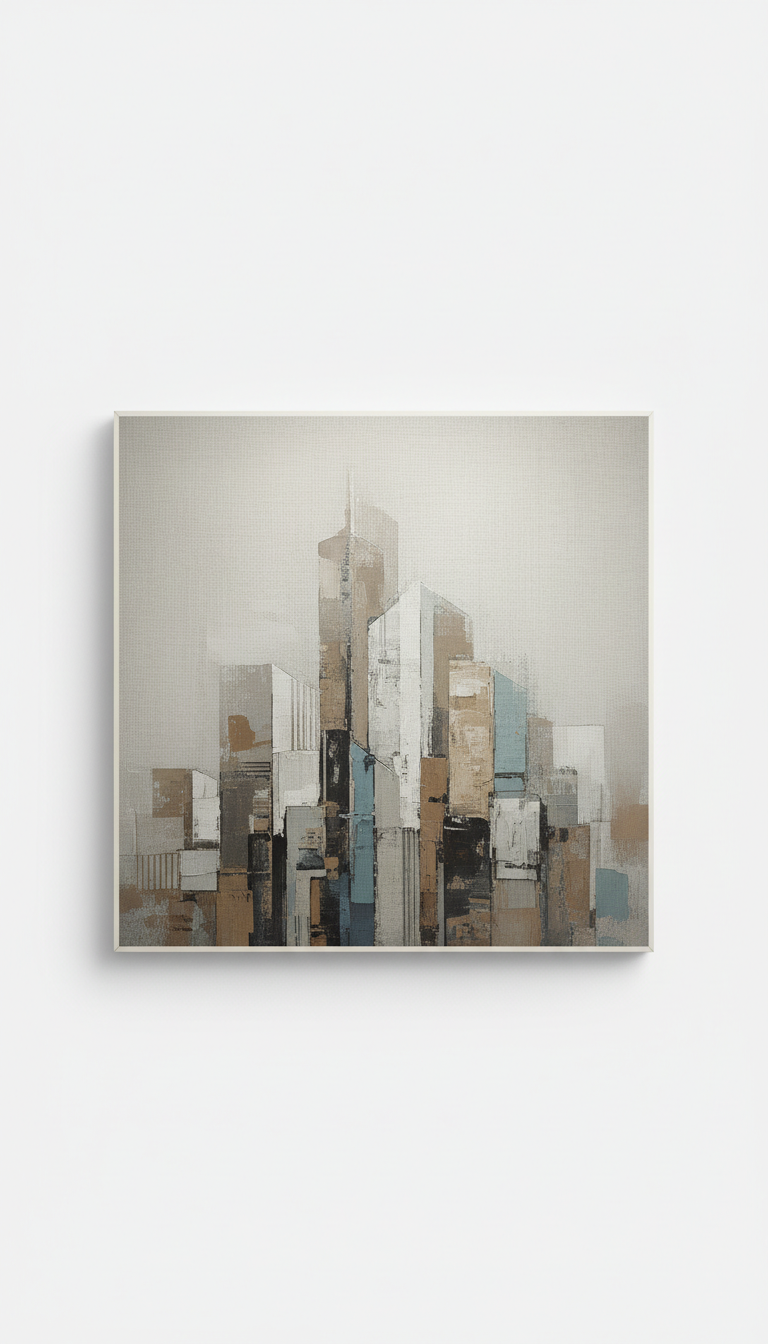 Abstract Cityscape on Cotton Canvas