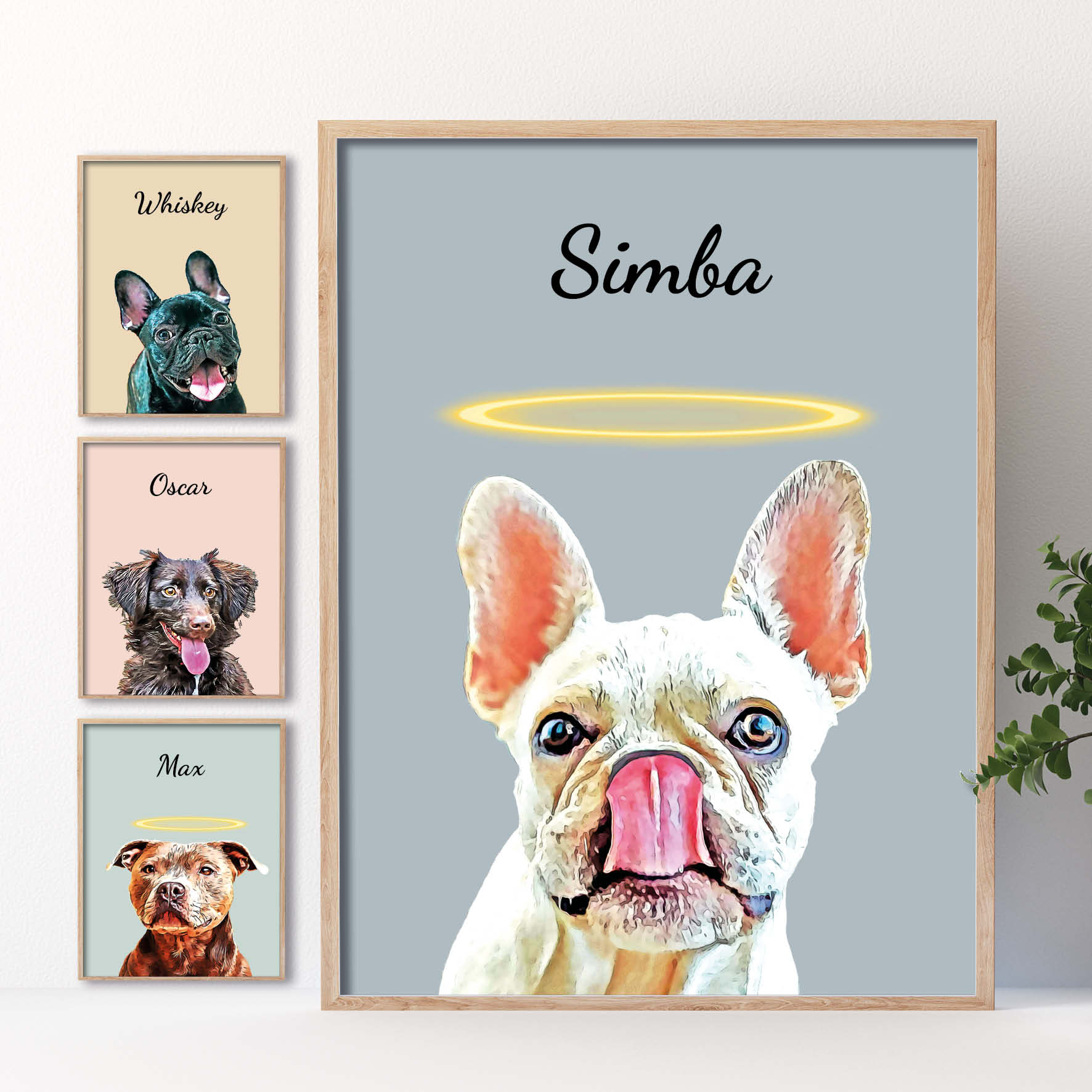 Custom Cartoon Dog Memorial Art, Canvas Tribute to Departed Pets, Memorialized Dogs Portrait on Canvas.