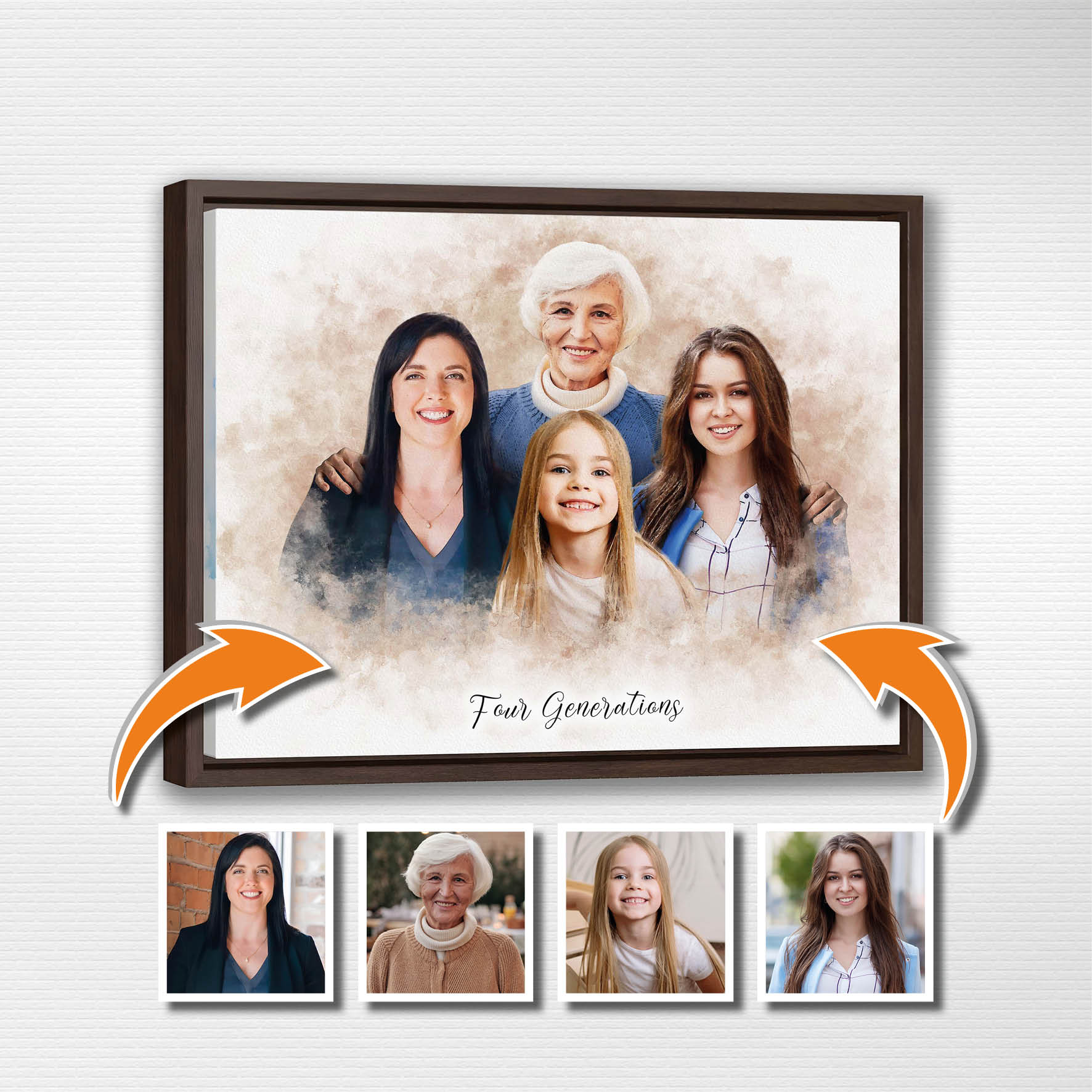 Custom Family Portrait Birthday Gift For Mother