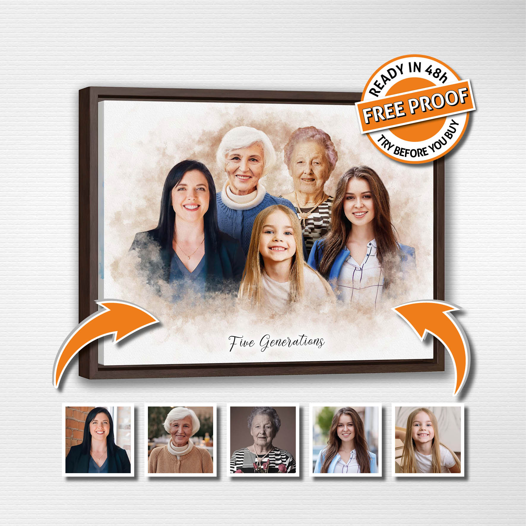 Custom Family Portrait Birthday Gift For Mother