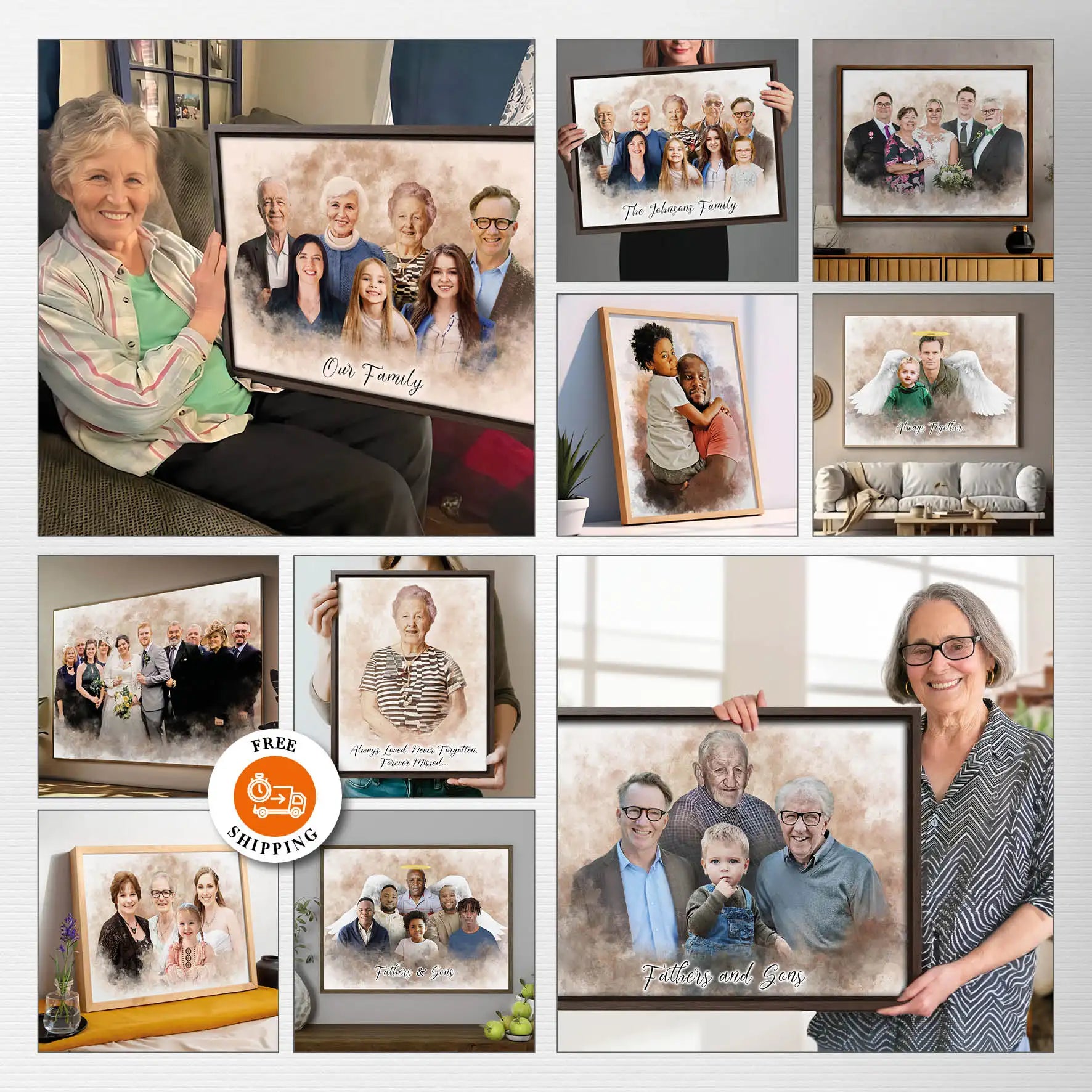 Custom Family Portrait Birthday Gift For Mother