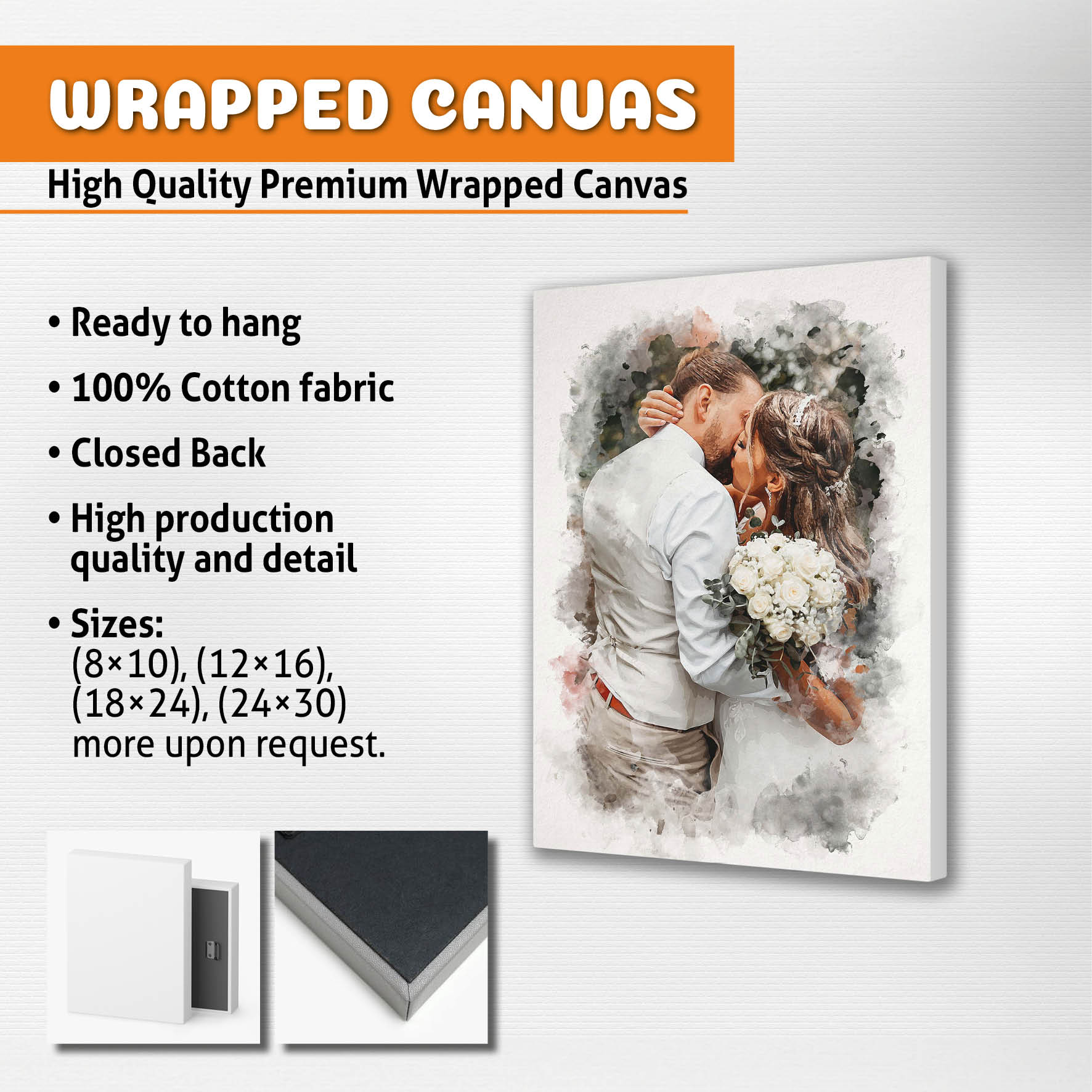 Traditional Canvas Present, Modern Framed Portrait, Artistic Canvas Keepsake